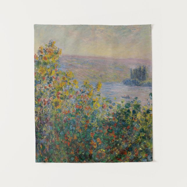 Vintage Monet Flower Beds at Vétheuil Tapestry (Front)