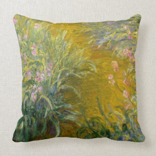 Vintage Monet Painting Path Through Irises Cushion