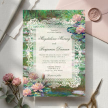 Vintage Monet Pink Water Lily Floral Lace Wedding