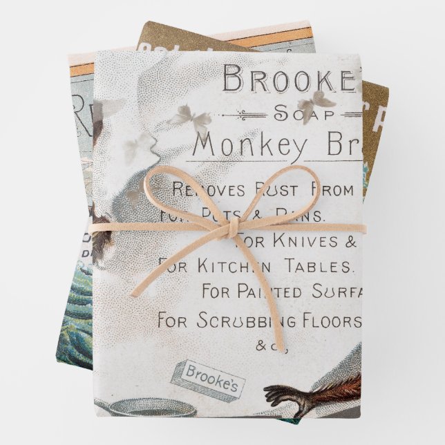  Vintage Monkey American Advertising Art | Wrapping Paper Sheet (In situ)