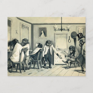 Vintage Monkey Barber Shop Postcard
