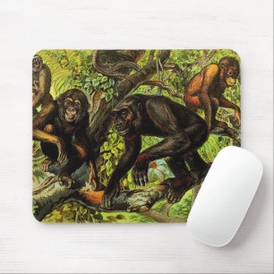 Vintage Monkey Gibbon Chipanzee Gorilla Orangutan Mouse Mat
