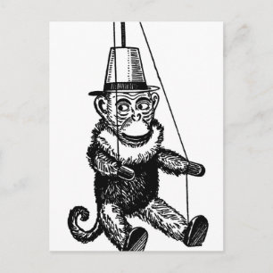 Vintage Monkey On A String Postcard