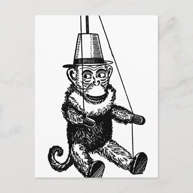 Vintage Monkey On A String Postcard (Front)