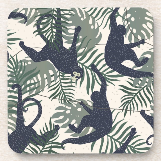Vintage Monkey Pattern Coaster (Front)
