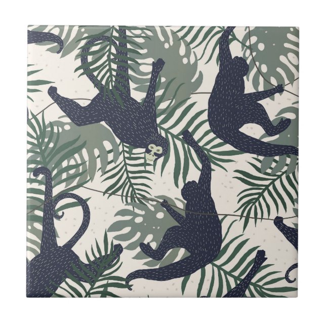 Vintage Monkey Pattern Tile (Front)