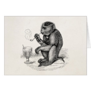 Vintage Monkey Smoking a Pipe Monkeys Animal