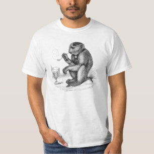 Vintage Monkey Smoking a Pipe Monkeys Animal T-Shirt