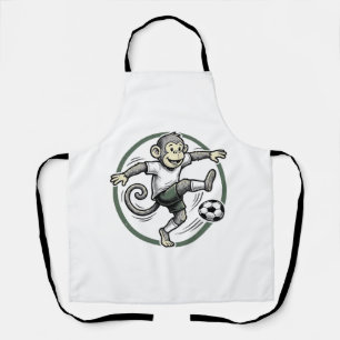 Vintage Monkey Soccer Player Engraving Shirt Desig Apron