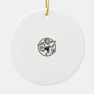 Vintage Monkey Soccer Player Engraving Shirt Desig Ceramic Tree Decoration