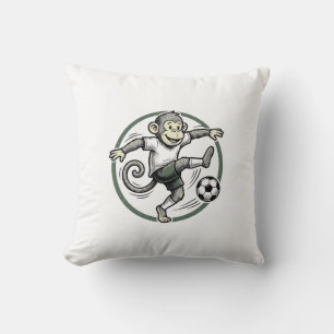 Vintage Monkey Soccer Player Engraving Shirt Desig Cushion