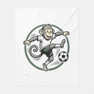 Vintage Monkey Soccer Player Engraving Shirt Desig Fleece Blanket