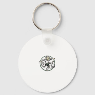 Vintage Monkey Soccer Player Engraving Shirt Desig Key Ring