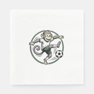 Vintage Monkey Soccer Player Engraving Shirt Desig Napkin