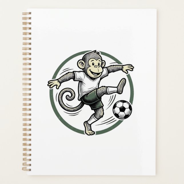 Vintage Monkey Soccer Player Engraving Shirt Desig Planner (Front)