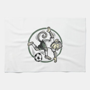 Vintage Monkey Soccer Player Engraving Shirt Desig Tea Towel