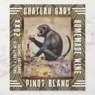 Vintage monkey white wine bottle personalised wine label