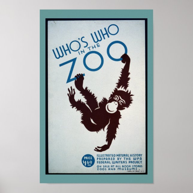 Vintage Monkey Zoo Poster (Front)