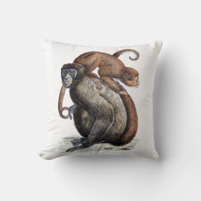 Vintage Monkeys Pillow (Front)