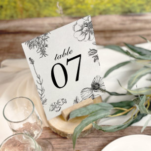 Vintage Monochrome Botanical Wedding Table Numbers