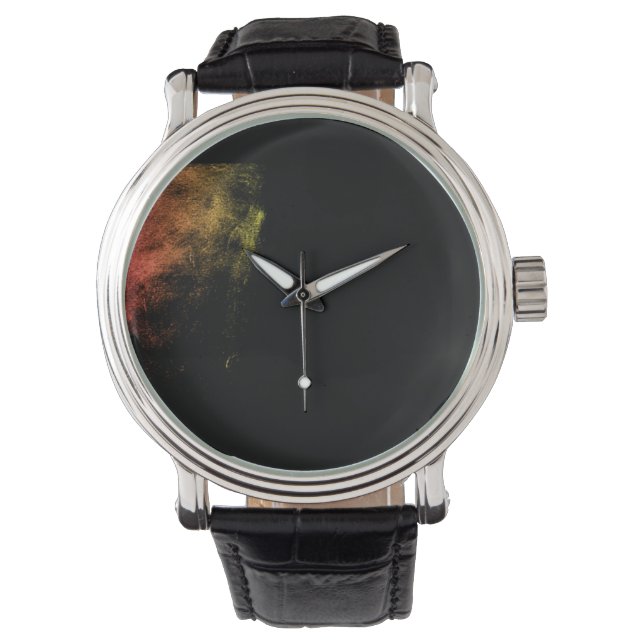 Vintage Monochrome Grunge Smudge Art Watch (Front)