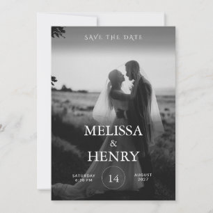Vintage Monochrome Photo Wedding Save the Date Invitation