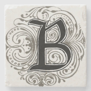 Vintage Monogram ‘B’ in Grey Stone Coaster