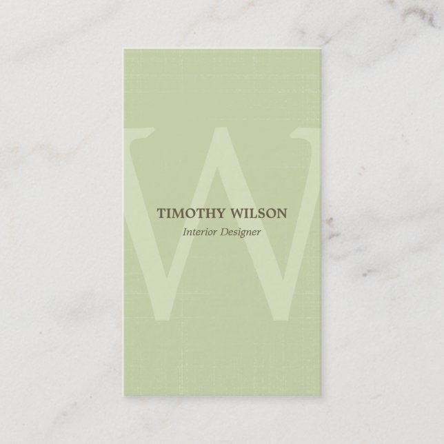 Vintage Monogram Business Cards - Green Tea (Front)