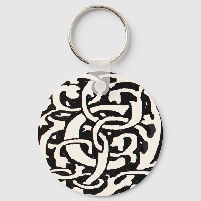 Vintage Monogram C Art Nouveau Letter Key Ring (Front)