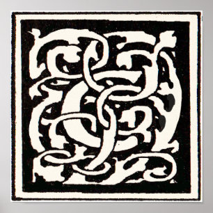 Vintage Monogram C Art Nouveau Letter Poster