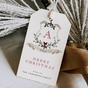 Vintage Monogram Christmas  Gift Tags