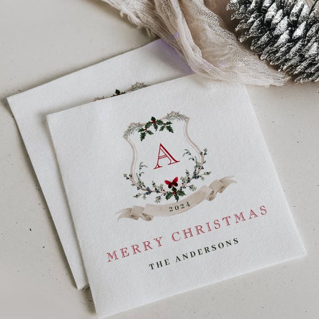 Vintage Monogram Christmas Paper Napkins (Creator Uploaded)