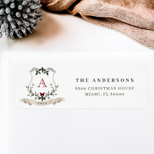 Vintage Monogram Christmas Return Address Label