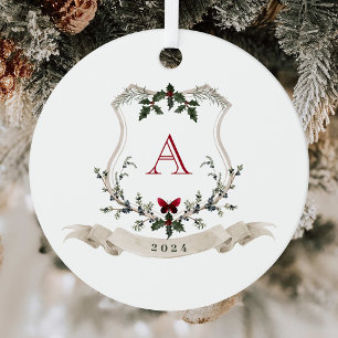 Vintage Monogram Christmas Tree Ornament