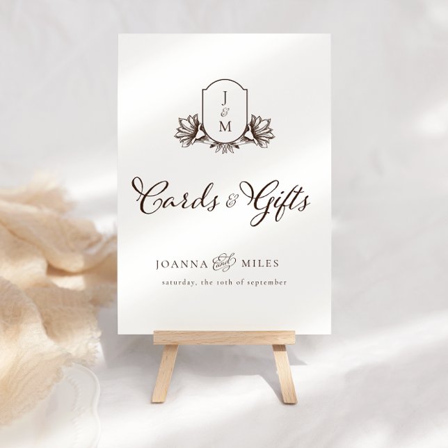 Vintage Monogram Crest Cards & Gifts Sign (Creator Uploaded)