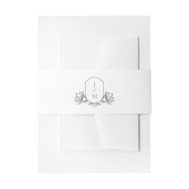 Vintage Monogram Crest Wedding Invitation Invitati Belly Band (Front Example)