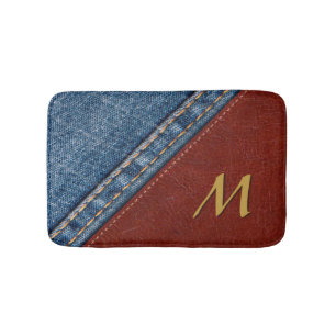 Vintage Monogram Denim and Leather Bath Mat