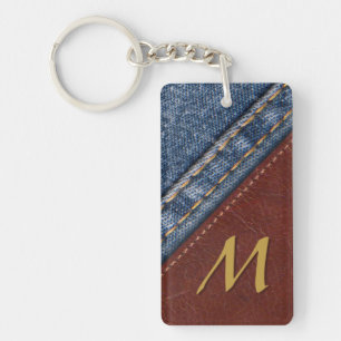 Vintage Monogram Denim and Leather Key Ring