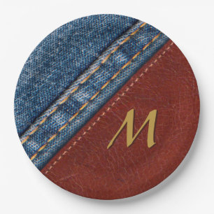 Vintage Monogram Denim and Leather Paper Plate