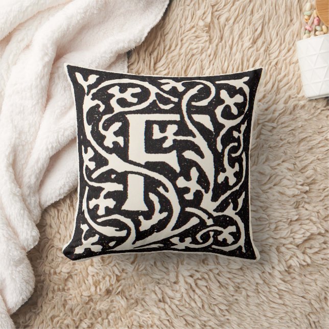 Vintage Monogram F Art Nouveau Letter Cushion (Blanket)