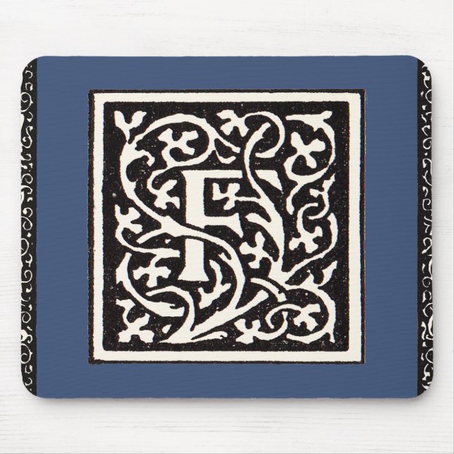 Vintage Monogram F Art Nouveau Letter Mouse Mat (Front)