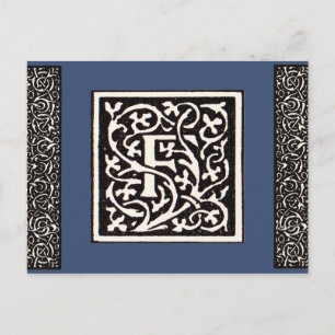 Vintage Monogram F Art Nouveau Letter Postcard