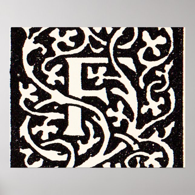 Vintage Monogram F Art Nouveau Letter Poster (Front)