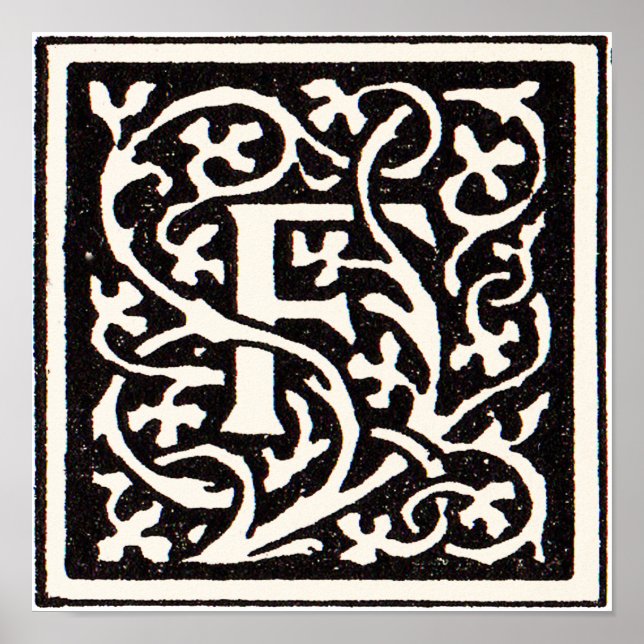 Vintage Monogram F Art Nouveau Letter Poster (Front)