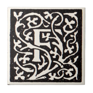 Vintage Monogram F Art Nouveau Letter Tile