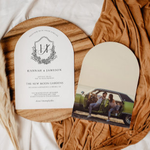 Vintage Monogram   Floral Boho Wedding Invitation