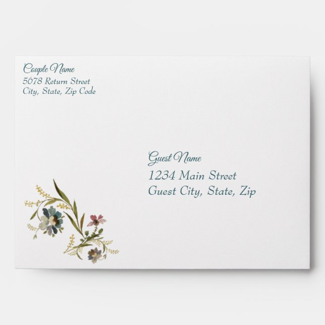 Vintage Monogram Floral Vine Envelope (Front)