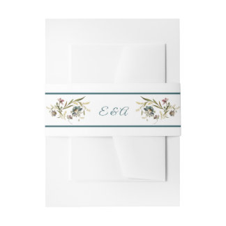 Vintage Monogram Floral Vine Invitation Belly Band