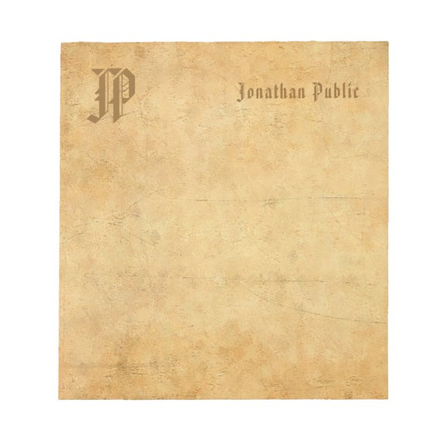 Vintage Monogram Handwritten Text Classic Template Notepad (Front)