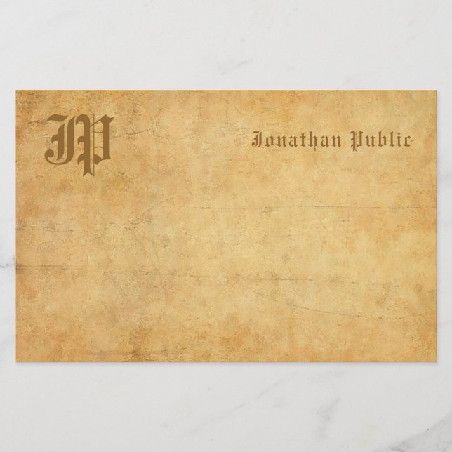 Vintage Monogram Handwritten Text Elegant Template Stationery (Front)